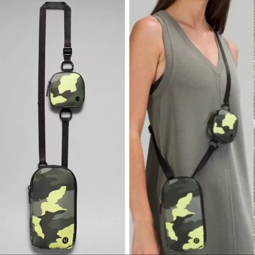 Camouflage Crossbody Bag Set with Neon Accents